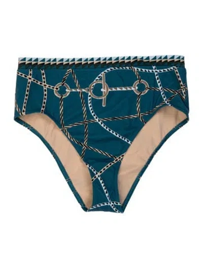 Pre-owned Hermes Graphic Print Bottoms W/ Tags In Blue