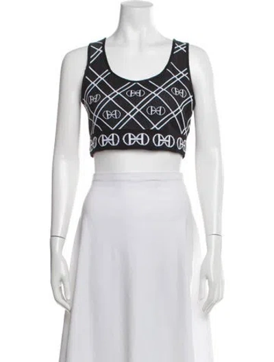 Pre-owned Hermes Graphic Print Crew Neck Crop Top In Black
