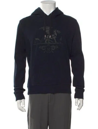 Pre-owned Hermes Graphic Print Crew Neck Hoodie In Blue