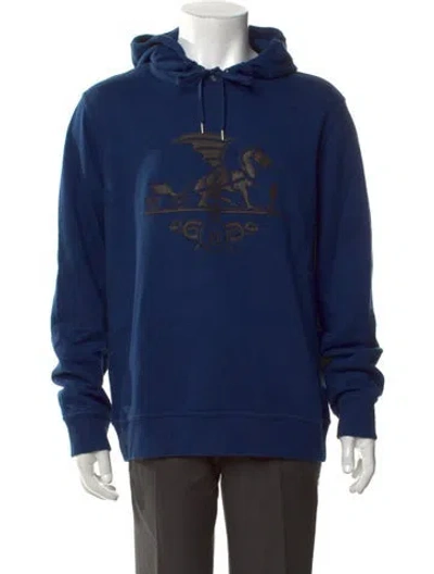 Pre-owned Hermes Graphic Print Crew Neck Hoodie In Blue