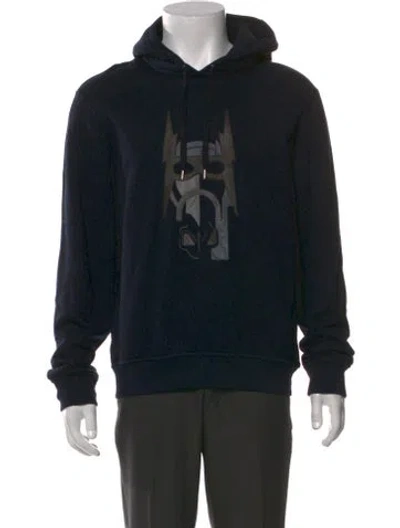 Pre-owned Hermes Graphic Print Crew Neck Hoodie In Blue