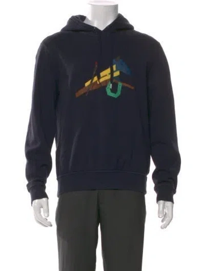 Pre-owned Hermes Graphic Print Crew Neck Hoodie In Blue