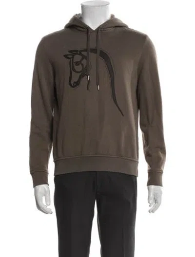 Pre-owned Hermes Graphic Print Crew Neck Hoodie In Brown