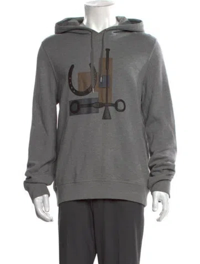Pre-owned Hermes Graphic Print Crew Neck Hoodie In Gray