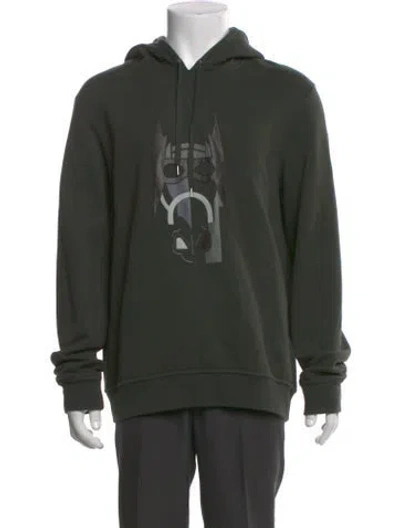 Pre-owned Hermes Graphic Print Crew Neck Hoodie In Green