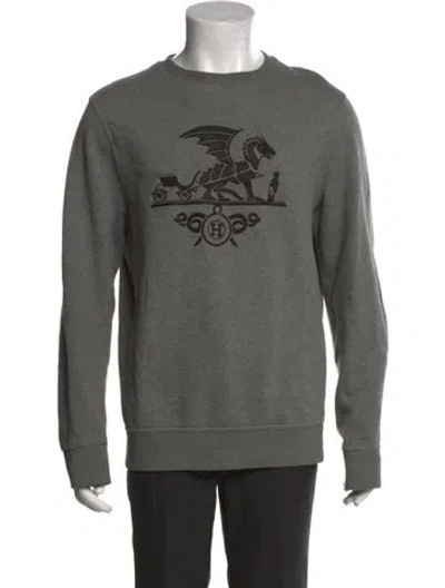 Pre-owned Hermes Graphic Print Crew Neck Pullover In Gray