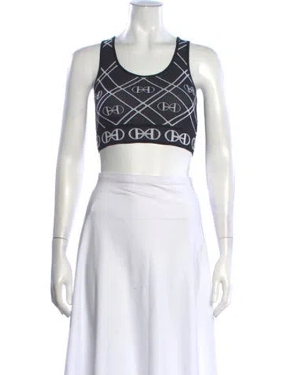 Pre-owned Hermes Graphic Print Crew Neck Sports Bra In Black/white