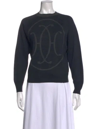 Pre-owned Hermes Graphic Print Crew Neck Sweater In Grey