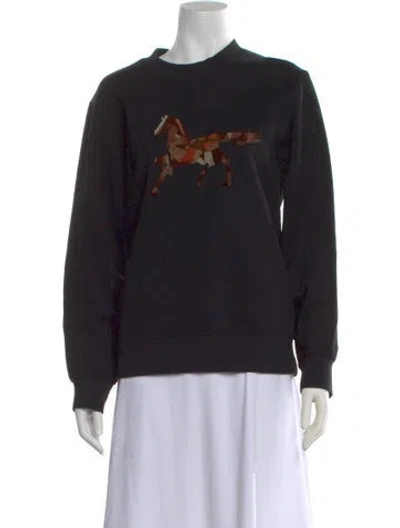 Pre-owned Hermes Graphic Print Crew Neck Sweatshirt In Black