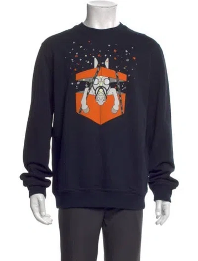 Pre-owned Hermes Graphic Print Crew Neck Sweatshirt In Blue