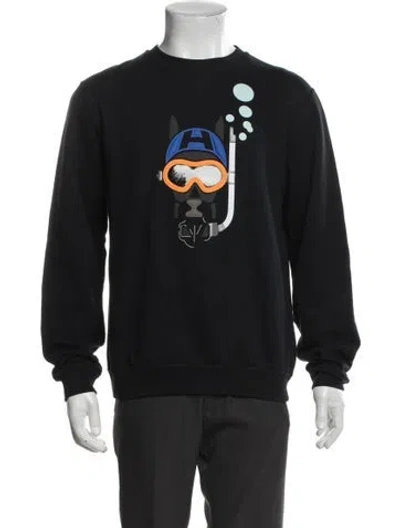 Pre-owned Hermes Graphic Print Crew Neck Sweatshirt In Blue