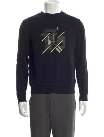 Pre-owned Hermes Graphic Print Crew Neck Sweatshirt In Blue