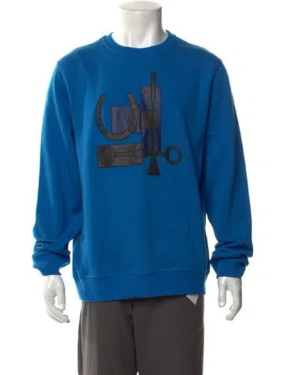 Pre-owned Hermes Graphic Print Crew Neck Sweatshirt In Blue