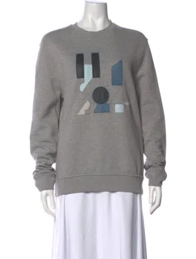 Pre-owned Hermes Graphic Print Crew Neck Sweatshirt In Gray