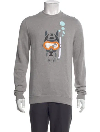 Pre-owned Hermes Graphic Print Crew Neck Sweatshirt In Gray