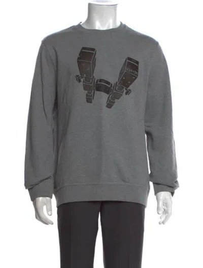 Pre-owned Hermes Graphic Print Crew Neck Sweatshirt In Grey