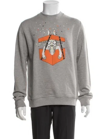 Pre-owned Hermes Graphic Print Crew Neck Sweatshirt In Grey