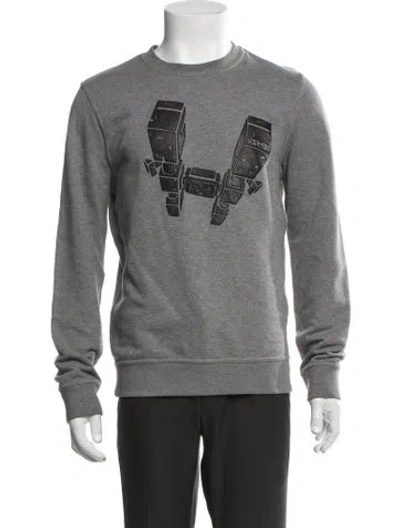 Pre-owned Hermes Graphic Print Crew Neck Sweatshirt In Grey