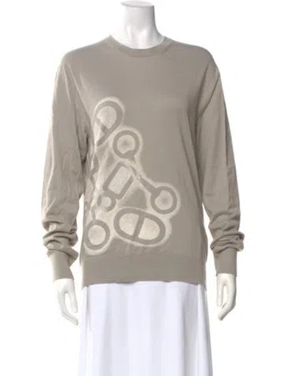 Pre-owned Hermes Graphic Print Crew Neck Sweatshirt In Neutral