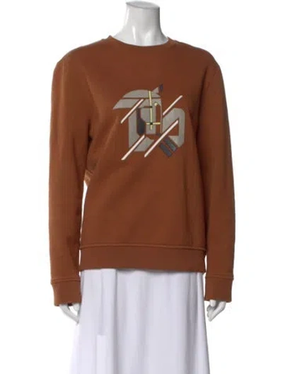 Pre-owned Hermes Graphic Print Crew Neck Sweatshirt In Orange
