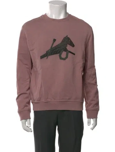 Pre-owned Hermes Graphic Print Crew Neck Sweatshirt In Pink