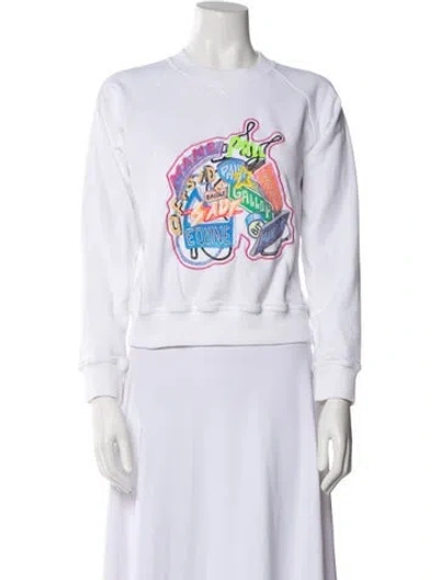 Pre-owned Hermes Graphic Print Crew Neck Sweatshirt In White