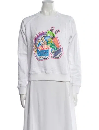Pre-owned Hermes Graphic Print Crew Neck Sweatshirt In White