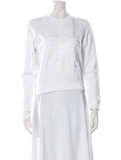 Pre-owned Hermes Graphic Print Crew Neck Sweatshirt In White