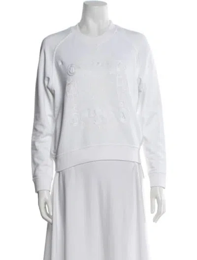 Pre-owned Hermes Graphic Print Crew Neck Sweatshirt In White