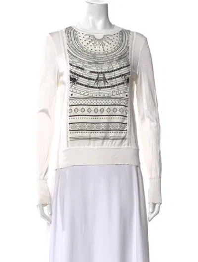 Pre-owned Hermes Graphic Print Crew Neck Top In Neutral