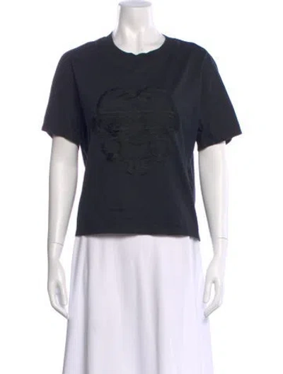 Pre-owned Hermes Graphic Print Crew Neck T-shirt In Black