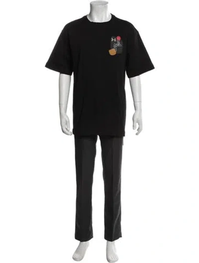 Pre-owned Hermes Graphic Print Crew Neck T-shirt In Black