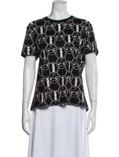 Pre-owned Hermes Graphic Print Crew Neck T-shirt In Black