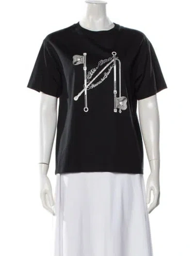 Pre-owned Hermes Graphic Print Crew Neck T-shirt In Black