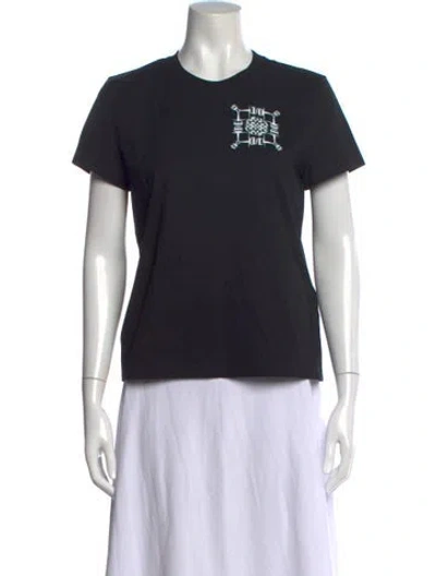 Pre-owned Hermes Graphic Print Crew Neck T-shirt In Black