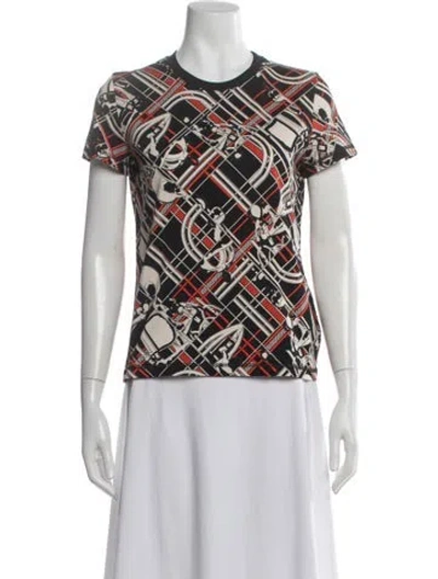 Pre-owned Hermes Graphic Print Crew Neck T-shirt In Black