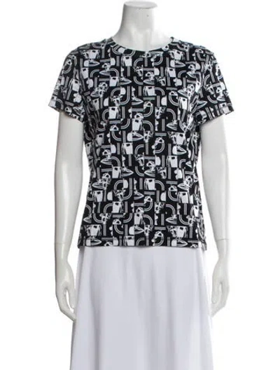 Pre-owned Hermes Graphic Print Crew Neck T-shirt In Black