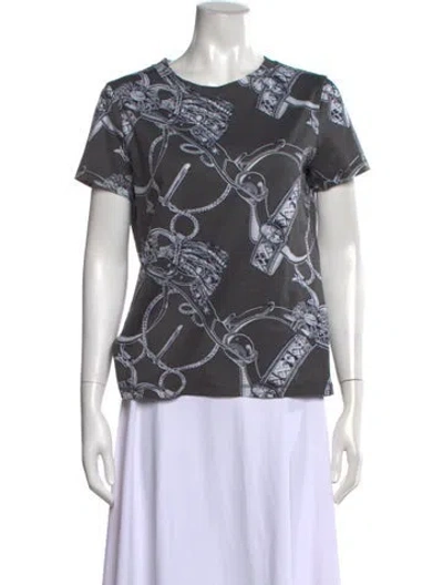 Pre-owned Hermes Graphic Print Crew Neck T-shirt In Black