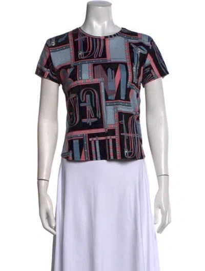 Pre-owned Hermes Graphic Print Crew Neck T-shirt In Black