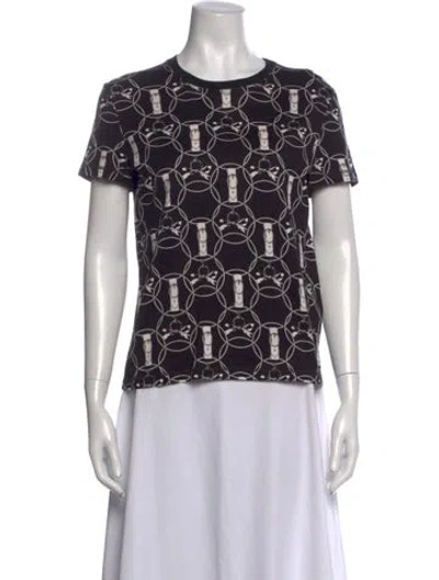 Pre-owned Hermes Graphic Print Crew Neck T-shirt In Black