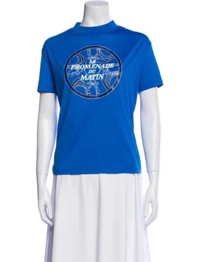 Pre-owned Hermes Graphic Print Crew Neck T-shirt In Blue
