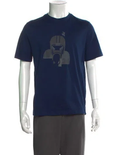 Pre-owned Hermes Graphic Print Crew Neck T-shirt In Blue