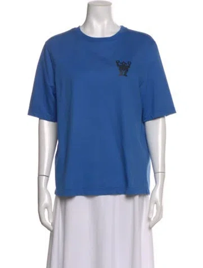 Pre-owned Hermes Graphic Print Crew Neck T-shirt In Blue