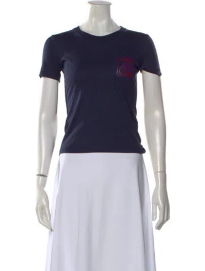 Pre-owned Hermes Graphic Print Crew Neck T-shirt In Blue