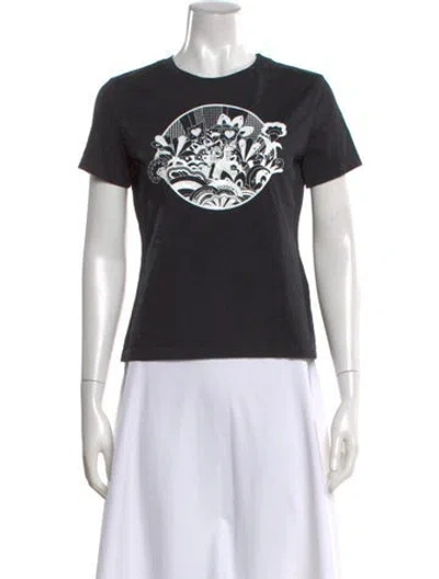 Pre-owned Hermes Graphic Print Crew Neck T-shirt In Blue