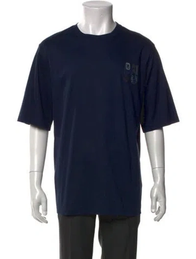 Pre-owned Hermes Graphic Print Crew Neck T-shirt In Blue