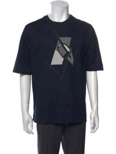 Pre-owned Hermes Graphic Print Crew Neck T-shirt In Blue