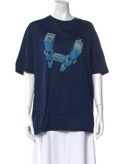 Pre-owned Hermes Graphic Print Crew Neck T-shirt In Blue