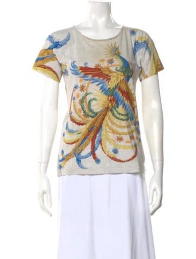 Pre-owned Hermes Graphic Print Crew Neck T-shirt In Gray