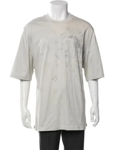 Pre-owned Hermes Graphic Print Crew Neck T-shirt In Gray